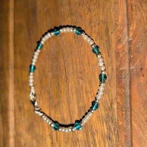 Pearl and Teal Bead Bracelet